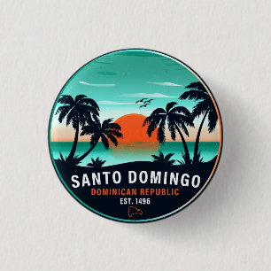 Badge Rond 2,50 Cm Santo Domingo République dominicaine Retro Sunset 