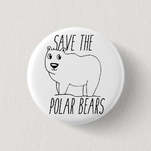Badge Rond 2,50 Cm Sauvez le bouton d'ours blancs