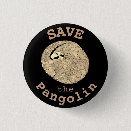 Badge Rond 2,50 Cm Sauvez le Pangolin enfermé dans l'art animal menac (Devant)
