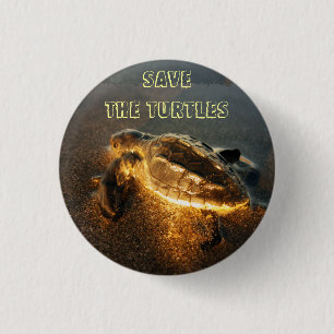 Badge Rond 2,50 Cm Sauvez les Tortues