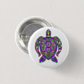 Badge Rond 2,50 Cm Sauvez les tortues marines (Devant & derrière)