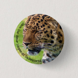 Badge Rond 2,50 Cm Sauvez nos léopards Amur