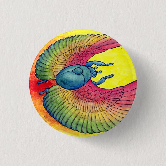 Badge Rond 2,50 Cm Scarabée à ailes par arc-en-ciel (Devant)