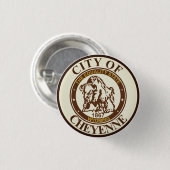 Badge Rond 2,50 Cm Sceau de Cheyenne, Wyoming (Devant & derrière)