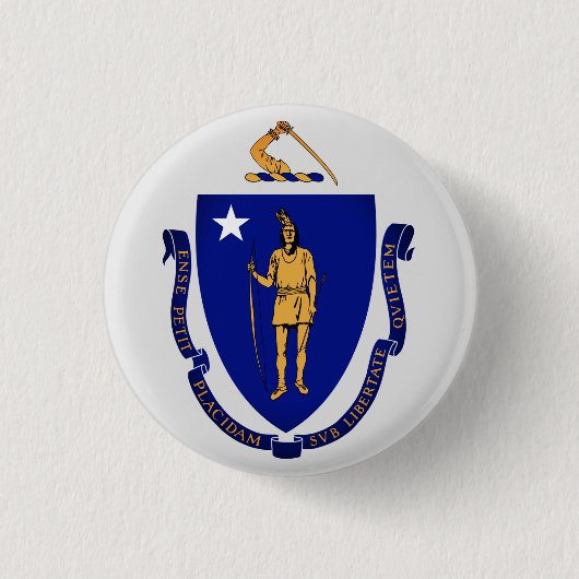 Badge Rond 2,50 Cm Sceau d'État du Massachusetts (Devant)