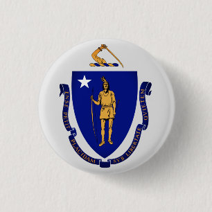 Badge Rond 2,50 Cm Sceau d'État du Massachusetts
