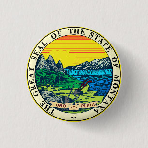 Badge Rond 2,50 Cm Sceau d'État du Montana (États-Unis)
