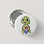 Badge Rond 2,50 Cm Schildkröte mit Muffin (Devant & derrière)