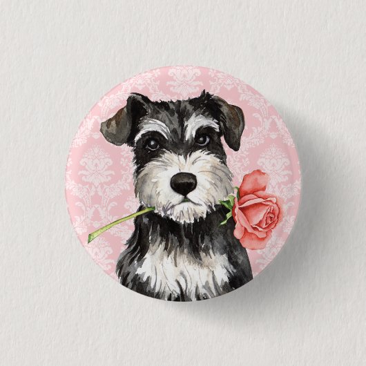 Badge Rond 2,50 Cm Schnauzer de rose de Valentine mini (Devant)