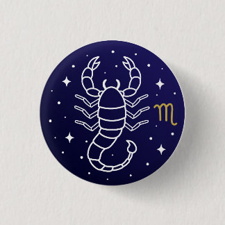 Badge Rond 2,50 Cm Scorpio Zodiac Sign Celestial Constellation