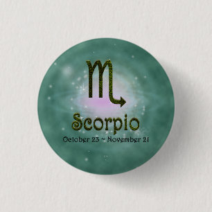 Badge Rond 2,50 Cm Scorpion couleur signe astrologique Zodiac