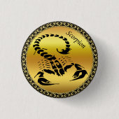 Badge Rond 2,50 Cm scorpion venimeux or insecte très venimeux (Devant)