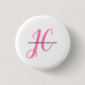 Badge Rond 2,50 Cm Script de calligraphie professionnelle Monogramme  (Devant)