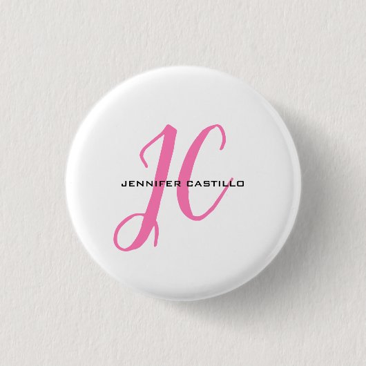 Badge Rond 2,50 Cm Script de calligraphie professionnelle Monogramme (Devant)