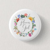 Badge Rond 2,50 Cm Script Fille Fleur de Mariage Fleur Sauvage (Devant)