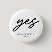 Badge Rond 2,50 Cm Script moderne Oui Mariage Fiançailles (Devant)