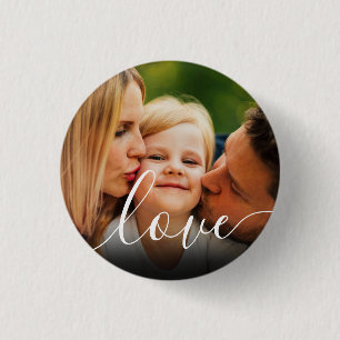 Badge Rond 2,50 Cm Script Photo Personnalisé Amour