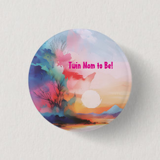 Badge Rond 2,50 Cm Sea You Soon Watercolor Beach Twin Mom to Be