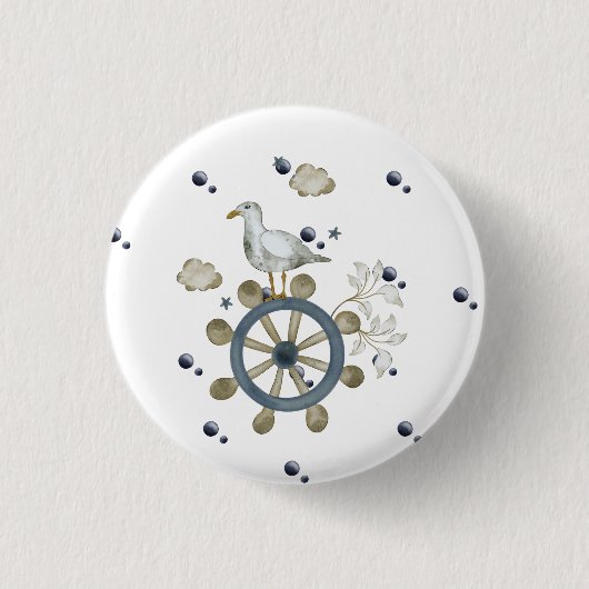 Badge Rond 2,50 Cm Seagull Frappe Un Voyage (Devant)