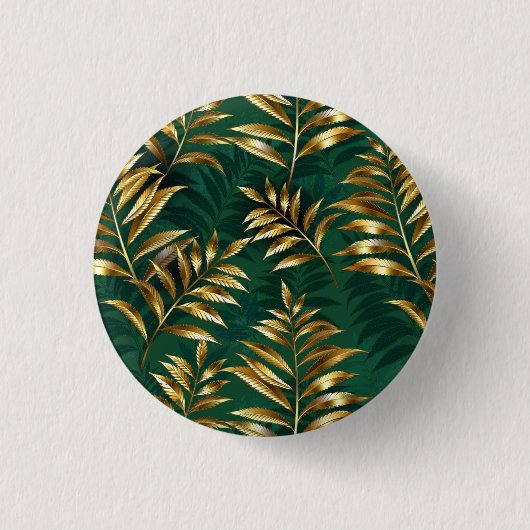 Badge Rond 2,50 Cm Seamless pattern with golden ferns (Devant)
