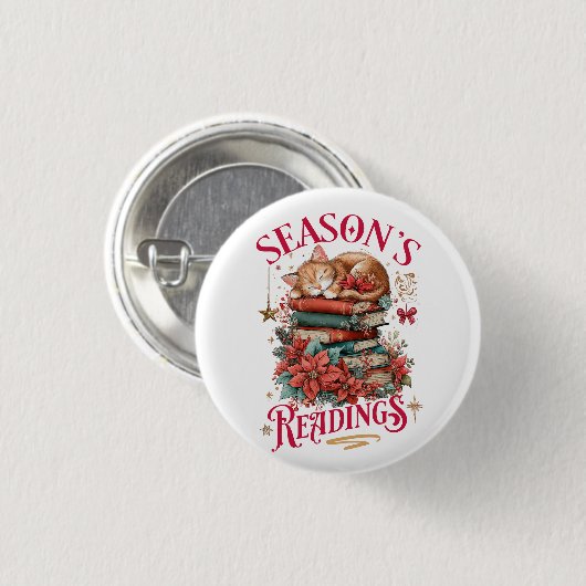 Badge Rond 2,50 Cm Season's Readings Cozy Kitten  (Devant & derrière)