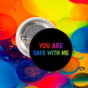 Badge Rond 2,50 Cm Sécurisé avec moi bouton Pride