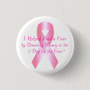Badge Rond 2,50 Cm Sein-Cancer-Ruban, j'ai aidé à trouver un