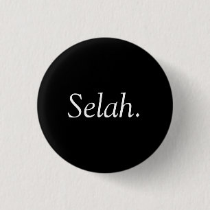 Badge Rond 2,50 Cm Selah mot hébreu en psaumes noir et blanc