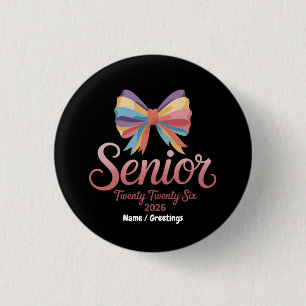 Badge Rond 2,50 Cm Senior 2026 Jote Rainbow Bow Graduation Coquette