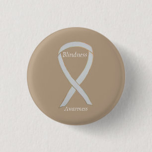 Badge Rond 2,50 Cm Sensibilisation à la cécité Ruban blanc Épingle d'