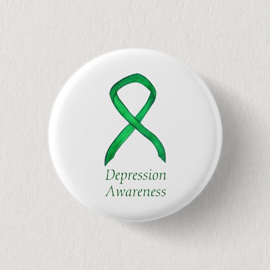 Badge Rond 2,50 Cm Sensibilisation à la dépression Écran vert personn (Devant)