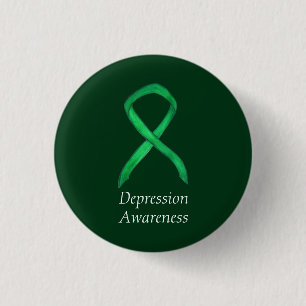 Badge Rond 2,50 Cm Sensibilisation à la dépression Écran vert personn