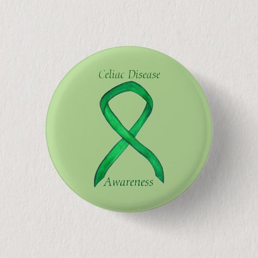 Badge Rond 2,50 Cm Sensibilisation à la maladie coeliaque Ruban d'art (Devant)