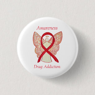 Badge Rond 2,50 Cm Sensibilisation à la toxicomanie Ruban Angle Étiqu