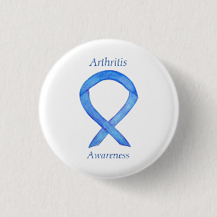 Badge Rond 2,50 Cm Sensibilisation à l'arthrite Ruban bleu Épinglette