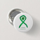 Badge Rond 2,50 Cm Sensibilisation à l'arthrite Ruban vert Épinglette (Devant & derrière)