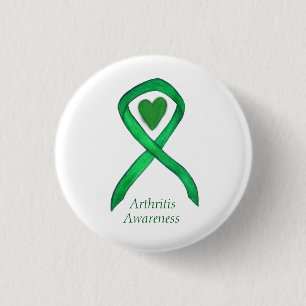 Badge Rond 2,50 Cm Sensibilisation à l'arthrite Ruban vert Épinglette