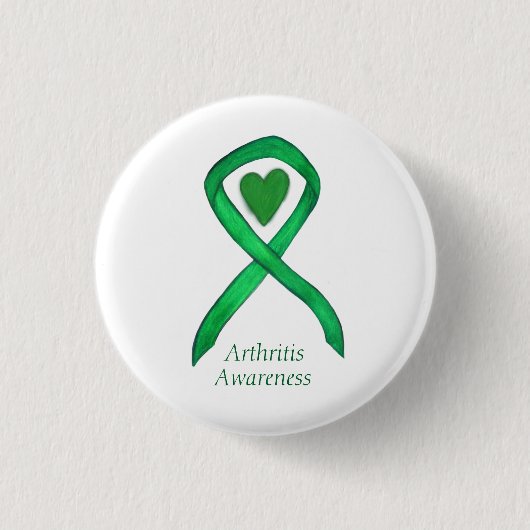 Badge Rond 2,50 Cm Sensibilisation à l'arthrite Ruban vert Épinglette (Devant)