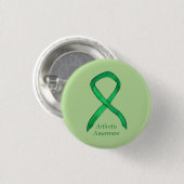 Badge Rond 2,50 Cm Sensibilisation à l'arthrite Ruban vert Épinglette (Devant & derrière)