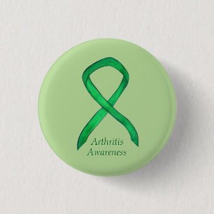 Badge Rond 2,50 Cm Sensibilisation à l'arthrite Ruban vert Épinglette
