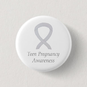 Badge Rond 2,50 Cm Sensibilisation Ado à la grossesse Ruban blanc Épi