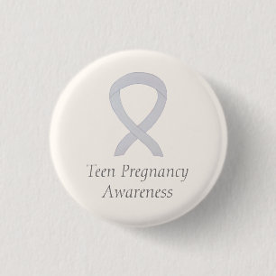 Badge Rond 2,50 Cm Sensibilisation Ado à la grossesse Ruban blanc Épi
