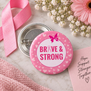 Badge Rond 2,50 Cm Sensibilisation au cancer du sein avec ruban rose 