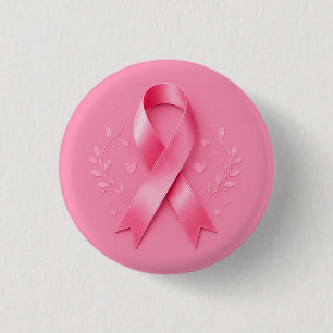 Badge Rond 2,50 Cm Sensibilisation au cancer du sein avec un ruban ro