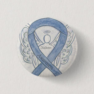 Badge Rond 2,50 Cm Sensibilisation au diabète Ruban Angel Customisé A