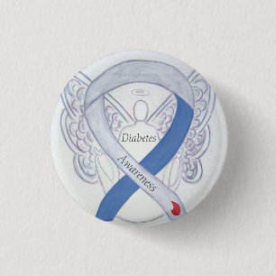 Badge Rond 2,50 Cm Sensibilisation au diabète Ruban Angel Customisé A