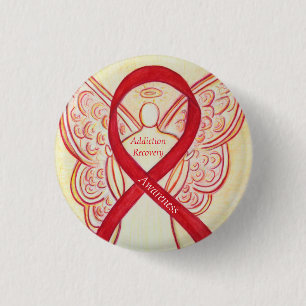 Badge Rond 2,50 Cm Sensibilisation au rétablissement Ruban Angel Pin