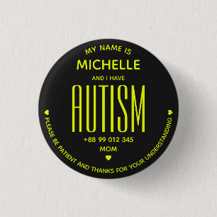 Badge Rond 2,50 Cm Sensibilisation minimale à l'autisme jaune citron