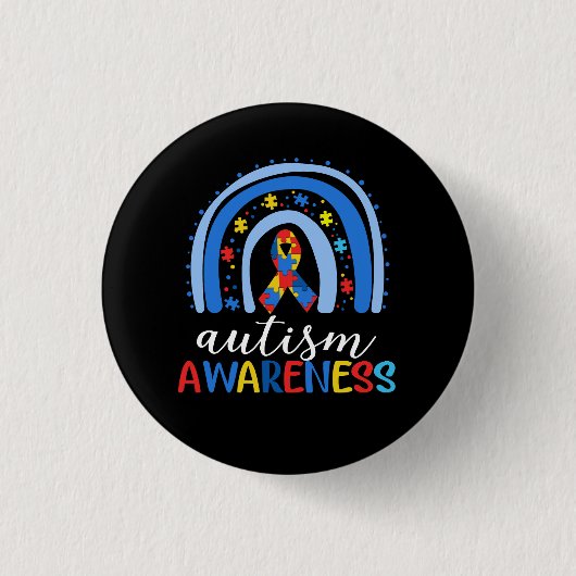 Badge Rond 2,50 Cm Sensibilisation sur l'autisme Puzzle arc-en-ciel S (Devant)