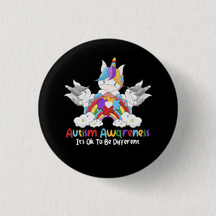 Badge Rond 2,50 Cm Sensibilisation sur l'autisme Unicorne C'est OK d'